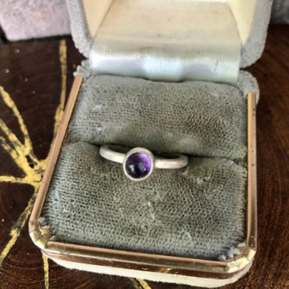 Vintage Sterling Silver and Glass Ring size 5 1/4 Minimalist Jewelry - Picture 1 of 4